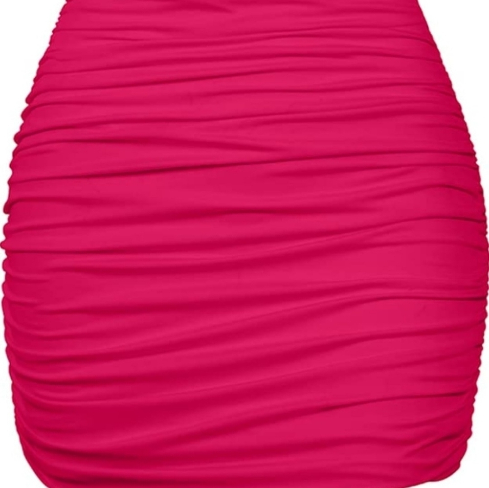 YMDUCH Women's Sexy High Waist Solid Tight Ruched Bodycon Mini Club Skirt Medium